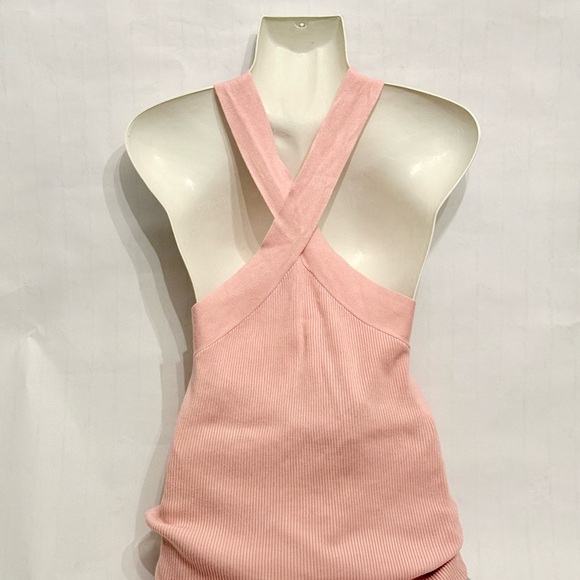 Cross-Neck Ribbed Tank Top - Pink - Picture 3 of 3